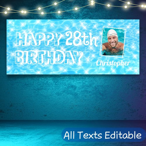 Pool Birthday party Water ripples custom photo Banner