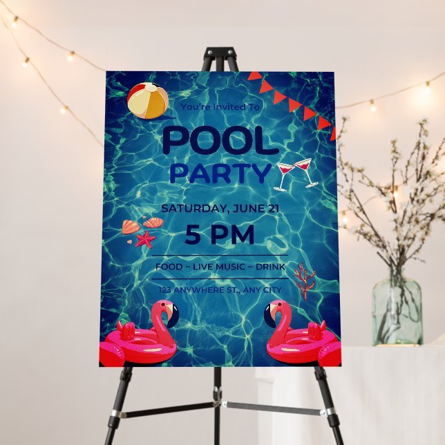  Pool Birthday Party Welcome Sign (In Situ (Stand))