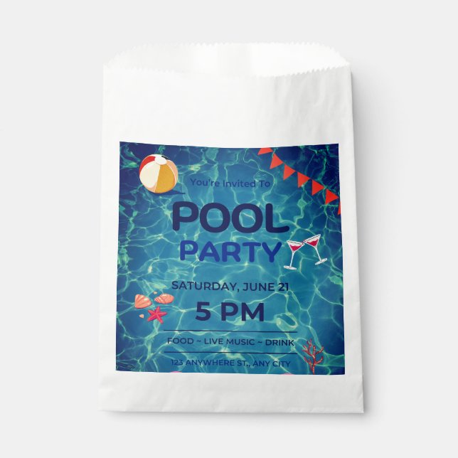  Pool Birthday Party Welcome Sign Favor Bag (Front)