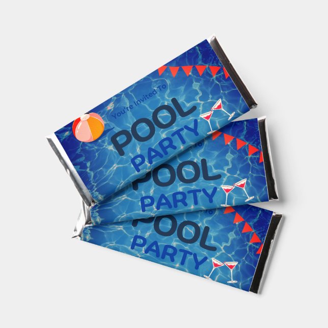  Pool Birthday Party Welcome Sign Hershey Bar Favors (Front)