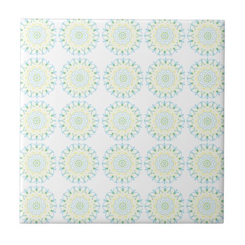 Pool Blue and Pale Yellow Pattern Tile