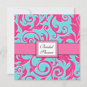Pool Blue & Pink Bridal Shower Invitations by natureprints at Zazzle