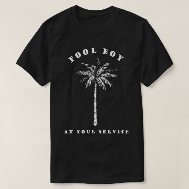 Pool Boy At Your Service Coconut Tree Funny Hallow T-Shirt (Design Front)