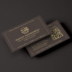 Pool Builder Outdoor Living Contractor Espresso Business Card