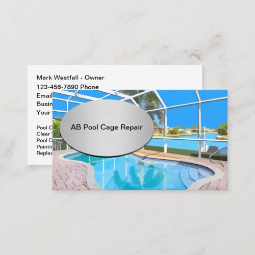 Pool Cage Repair Rescreening Business Cards