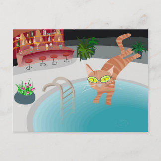 Pool cat postcard