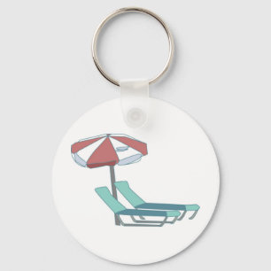 Pool Chairs and Umbrella Keychain