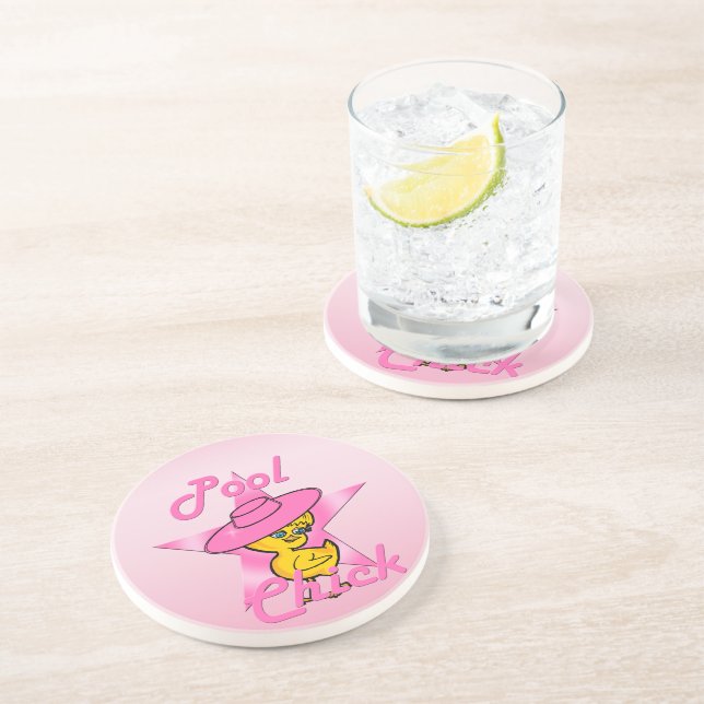 Pool Chick #8 Sandstone Coaster (Side)