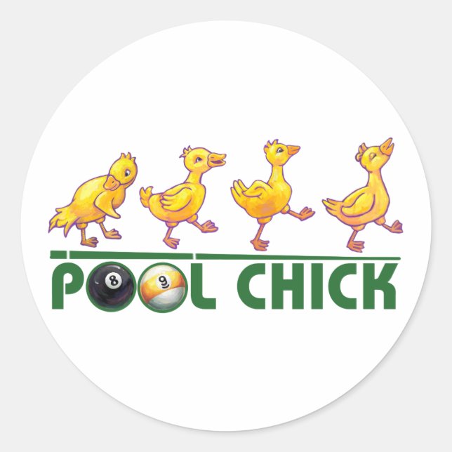 Pool Chick Classic Round Sticker (Front)