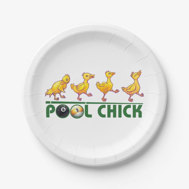 Pool Chick Paper Plates (Front)