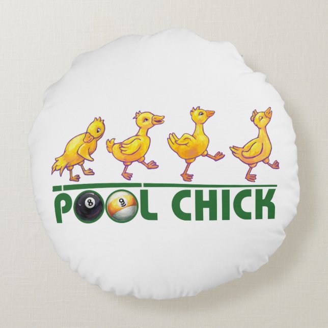 Pool Chick Round Pillow (Back)