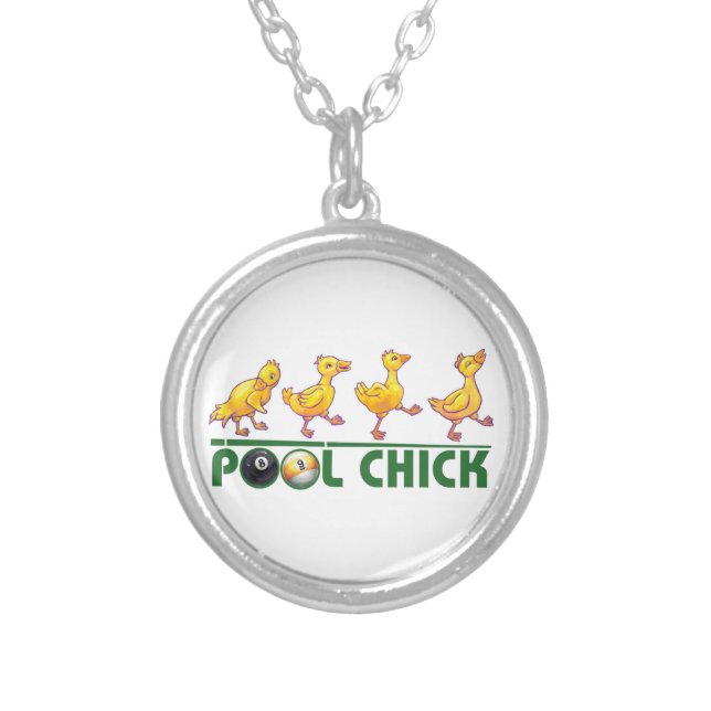 Pool Chick Silver Plated Necklace (Front)