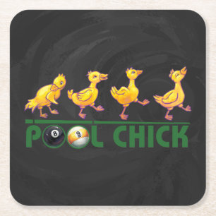 Pool Chick Square Paper Coaster