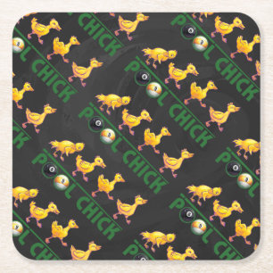 Pool Chick Square Paper Coaster