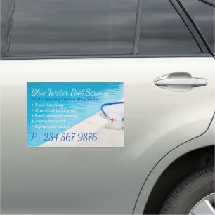 Pool Cleaning Blue Water Car Magnet