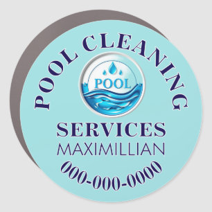 Pool cleaning DIY logo blue water drop  Car Magnet