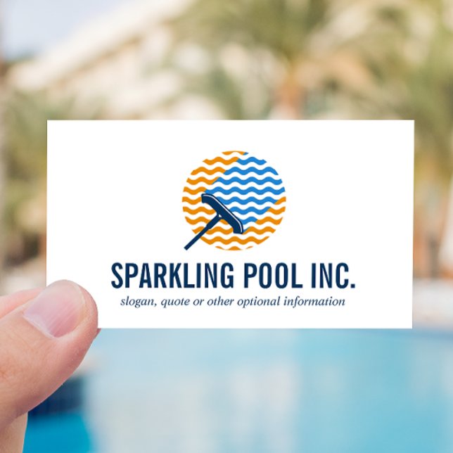 Pool Cleaning logo Repairing services professional Business Card (Creator Uploaded)