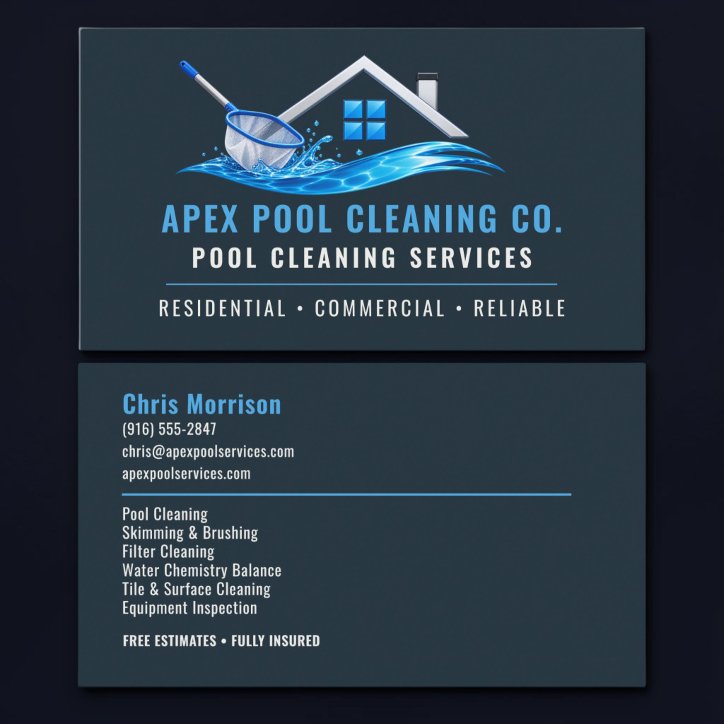 Pool Cleaning Professional Services Business Card