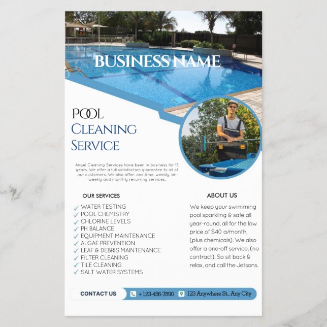 Pool Cleaning Service Business flyers (Front)