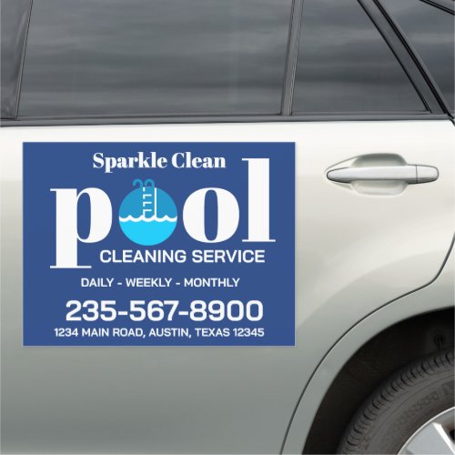 Pool Cleaning Service Car Magnet
