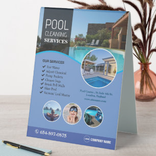 Pool Cleaning Services Table Tent Sign