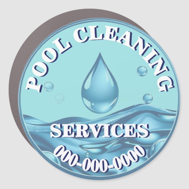 Pool cleaning water droplet blue DIY business Car Magnet (Front)