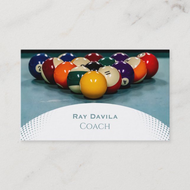Pool Coach Billiard  Business Card (Front)