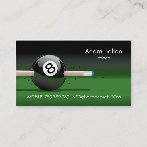 Customizable Pool Coach or Player Business Card Template