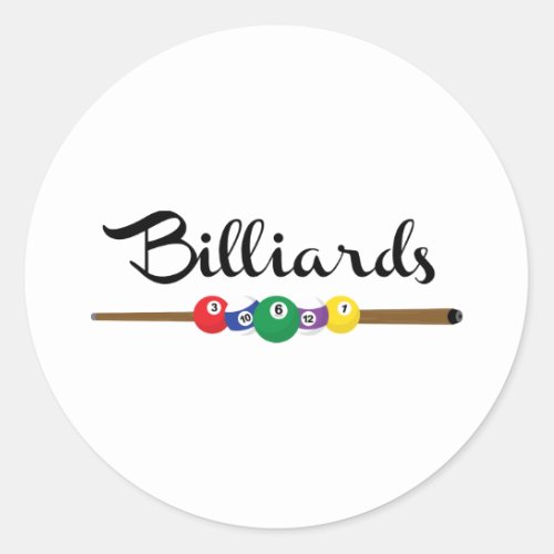 Pool Cue and Ball Border Classic Round Sticker