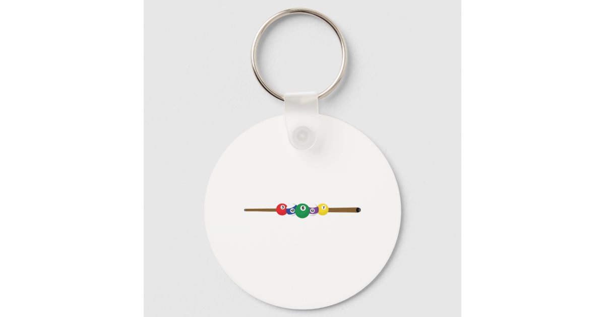 Pool Cue And Ball Border Keychain 