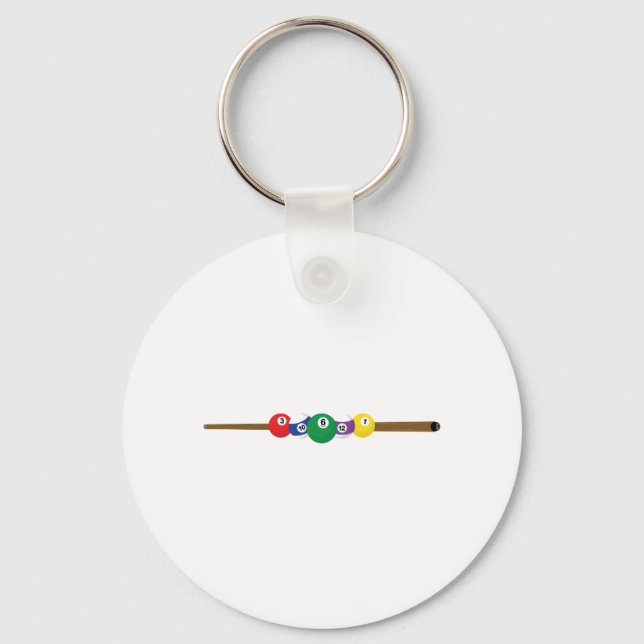 Pool Cue and Ball Border Keychain (Front)