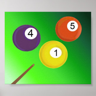 Pool Cue and Billiard Balls Poster