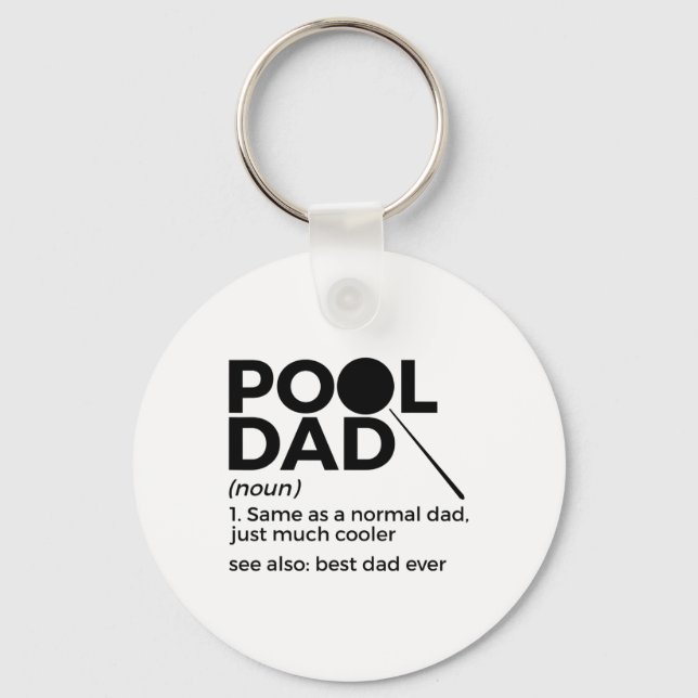 Pool Dad Definition Funny Billiards Best Dad Ever  Keychain (Front)