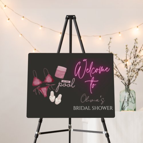 Pool day bridal shower welcome sign 