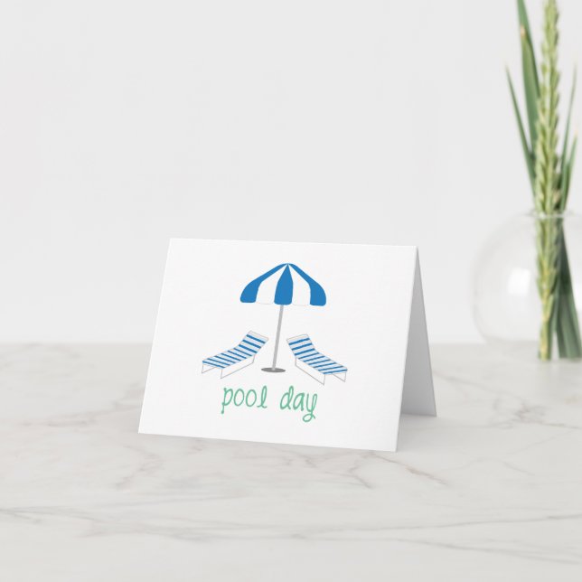 Pool Day Letterpress Thank You Card (Front)