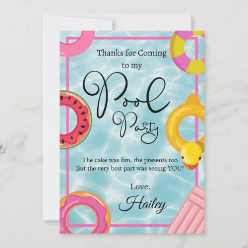 Pool Floatie Birthday Party Thank You Card
