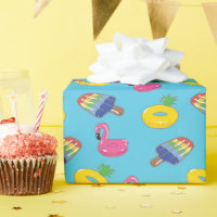 Pool Floats Patterned Bright Blue and Pink Summer