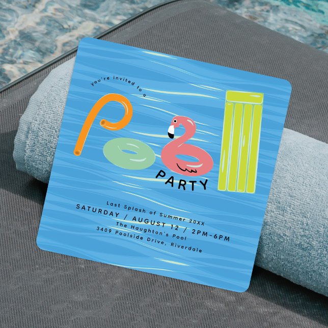 Pool Floats | Summer Splash Pool Party Invitation (Creator Uploaded)