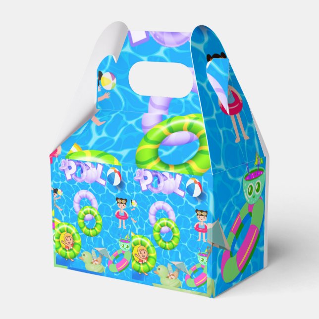 pool fun and play birthday favor boxes (Front Side)