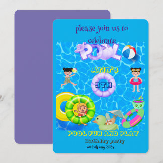 pool fun and play birthday party invitation