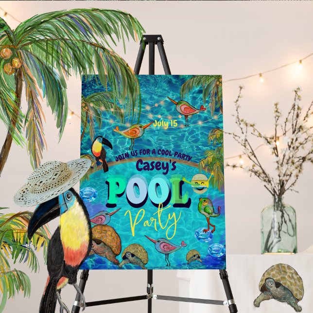  Pool Fun Party Birthday Welcome Sign (Pool Fun Party Birthday Welcome Sign)