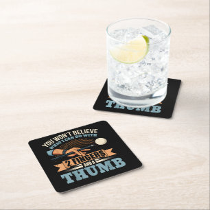 Pool Funny Billiards Square Paper Coaster