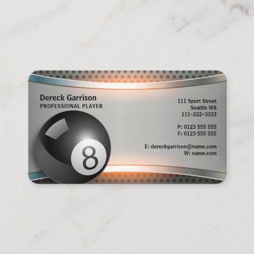 Pool Game  Professional Player Business Card