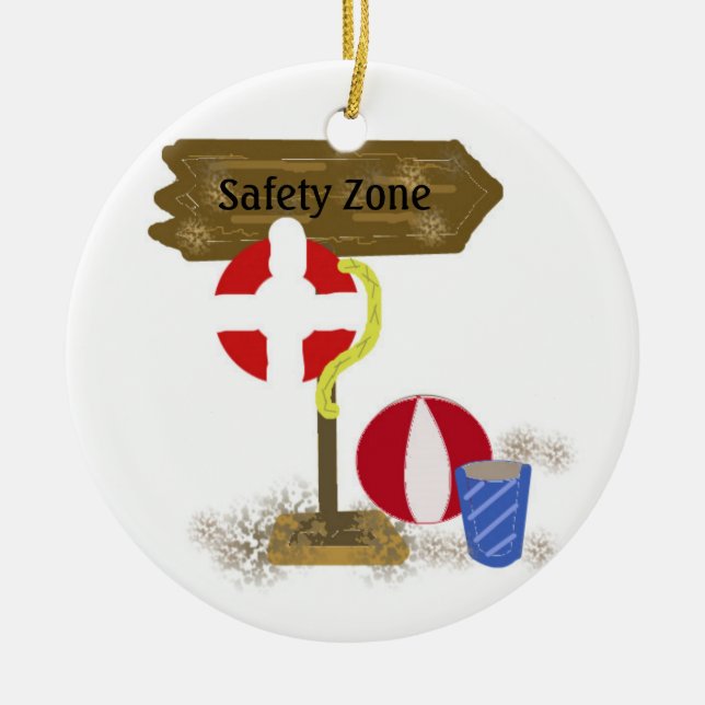 Pool Guard Safety Zone Ceramic Ornament (Front)