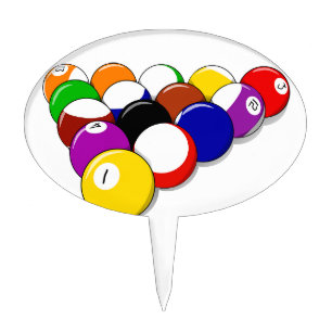 Pool Hall Balls Rack Em Sports Leisure Billiards Cake Topper