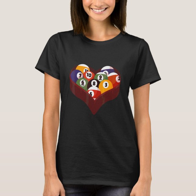 Pool Heart Billiard T-Shirt (Front)