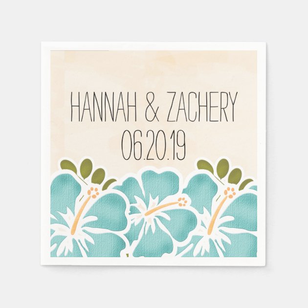 Pool Hibiscus Hawaiian Wedding Paper Napkin