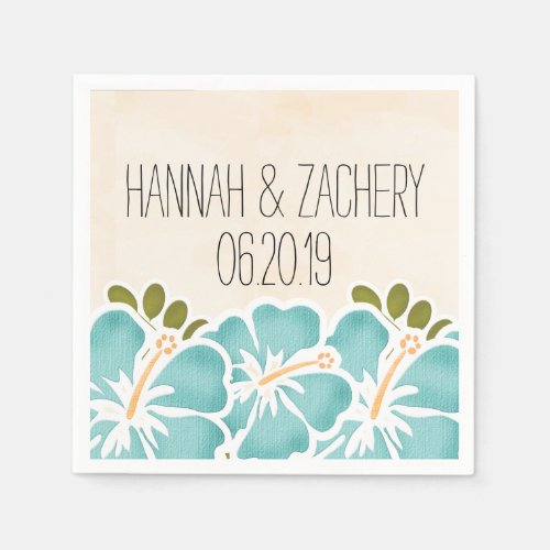 Pool Hibiscus Hawaiian Wedding Paper Napkins