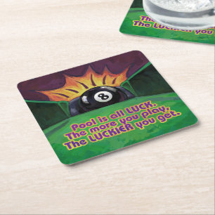 Pool is Luck Square Paper Coaster