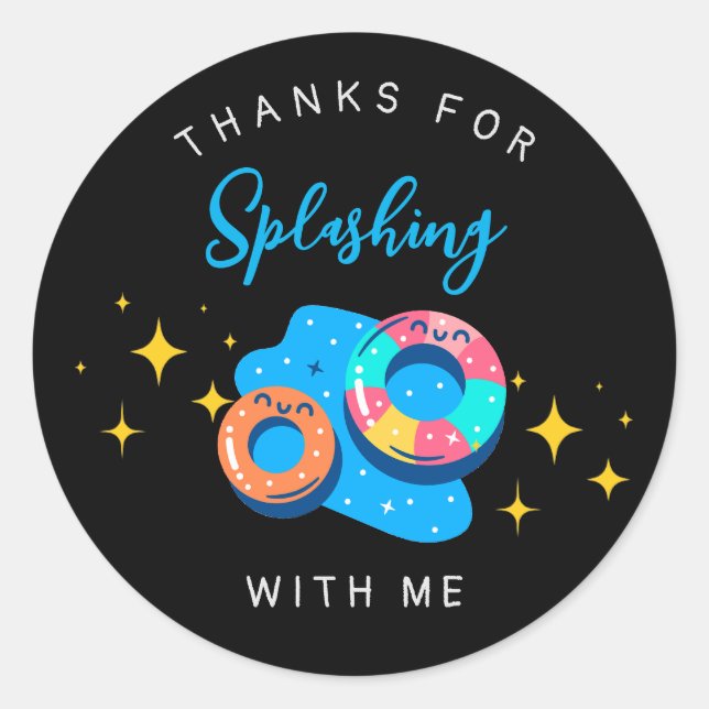 Pool Kids birthday party favor Classic Round Sticker (Front)
